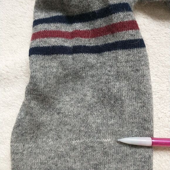 Vtg Weathervane Cardigan Sweater Womens M Gray Stripes Lambswool Angora - Picture 8 of 8